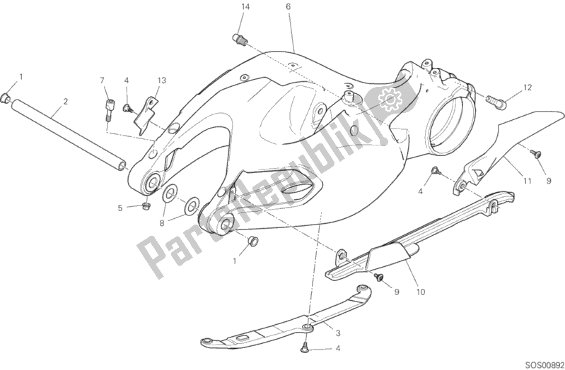 Todas las partes para Brazo Oscilante de Ducati Multistrada 1260 S Pikes Peak Thailand 2018